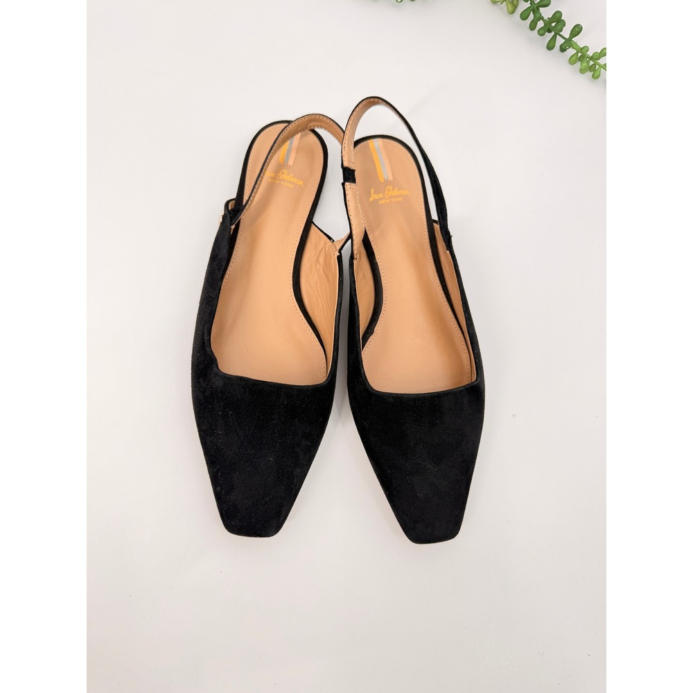 Sam Edelman Slingback Flats Womens 9.5 Black Suede Pointed Toe Jaina Classic - Picture 9 of 9